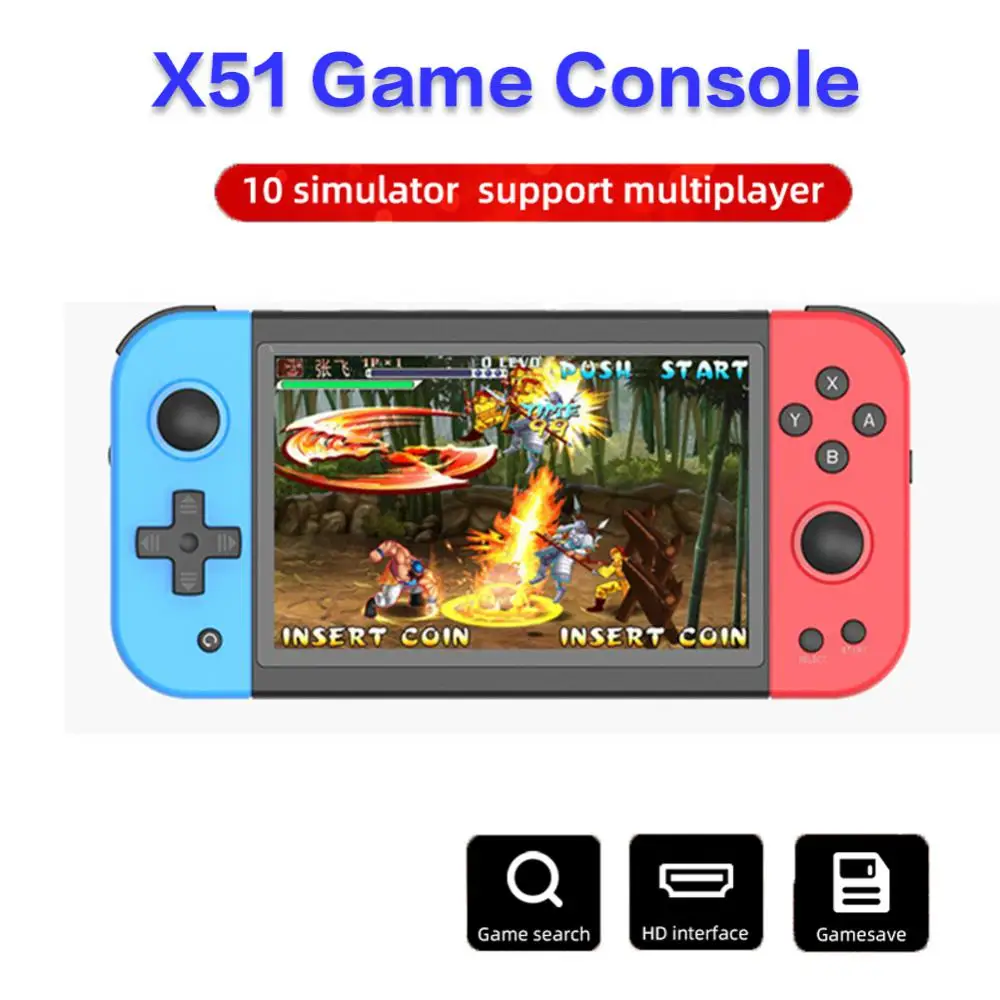 X51 Handheld Game Player 5.0 Inch LCD Display 8GB Double-rocker HD Output Game Retro Mini Pocket Game Console MP4 Video Player
X51 Handheld Game Player 5.0 Inch LCD Display 8GB Double-rocker HD Output Game Retro Mini Pocket Game Console MP4 Video Player