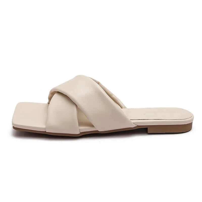 White Slippers for Women Cross Band Peep Toe Flats Sandals Fashion Designer Square Toe Womens Slides Flip Flops Plus Size 43
White Slippers for Women Cross Band Peep Toe Flats Sandals Fashion Designer Square Toe Womens Slides Flip Flops Plus Size 43