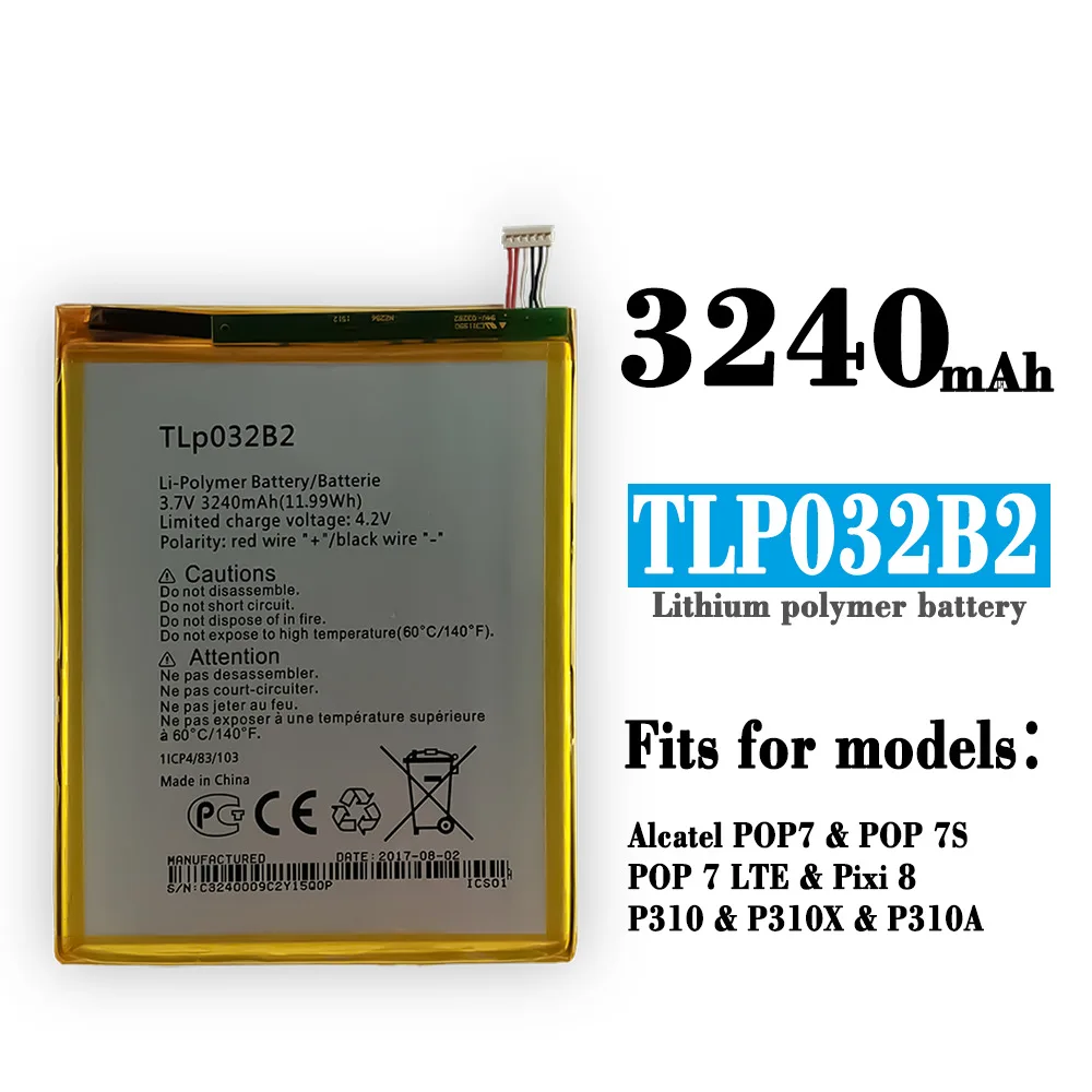 Аккумуляторная батарея TLp032B2 для ALCATEL One touch Pop 7 lte 7S P310X P310A Pixi 7 Pixi 8 9006 Вт
Аккумуляторная батарея TLp032B2 для ALCATEL One touch Pop 7 lte 7S P310X P310A Pixi 7 Pixi 8 9006 Вт
