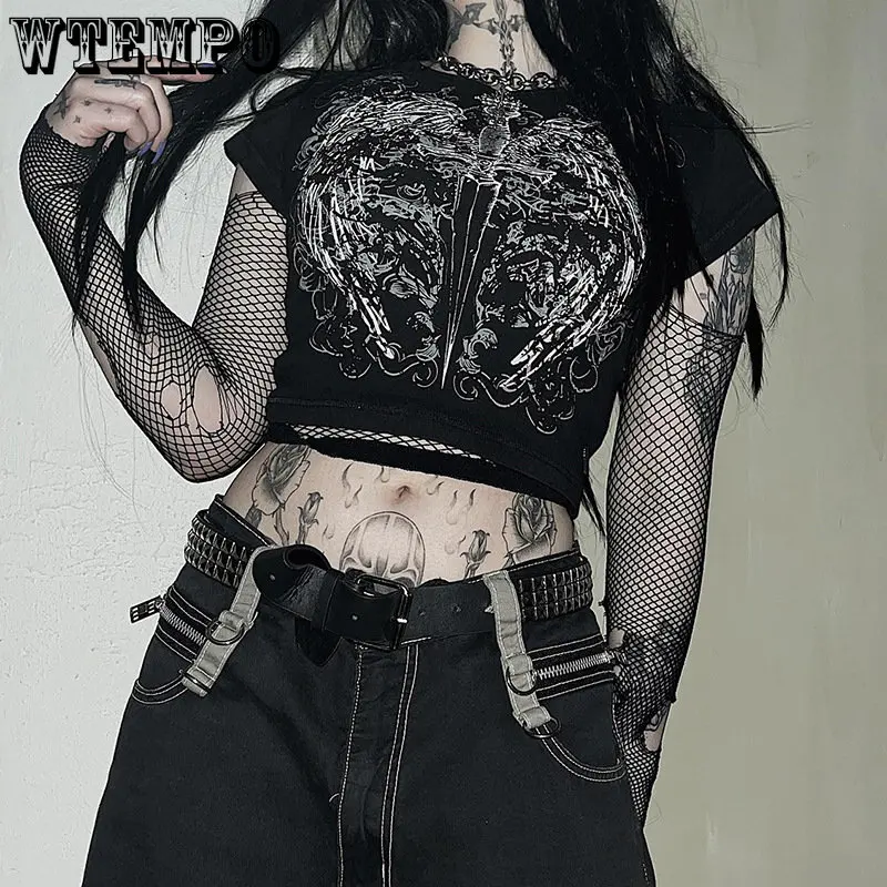 Y2k Gothic Women T-Shirt Wings Pattern Short Sleeve Round Neck Crop Tops Anime Punk Style Harajuku 90s Girls Summer Vintage Tees
Y2k Gothic Women T-Shirt Wings Pattern Short Sleeve Round Neck Crop Tops Anime Punk Style Harajuku 90s Girls Summer Vintage Tees