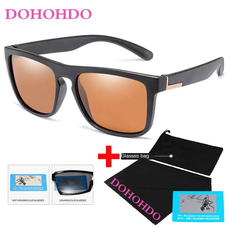 

DOHOHDO Men Polarized TR90 Sunglasses Vintage Anti-UV Driving Driver Black Goggles Women Rectangle Shades Oculos Masculino UV400