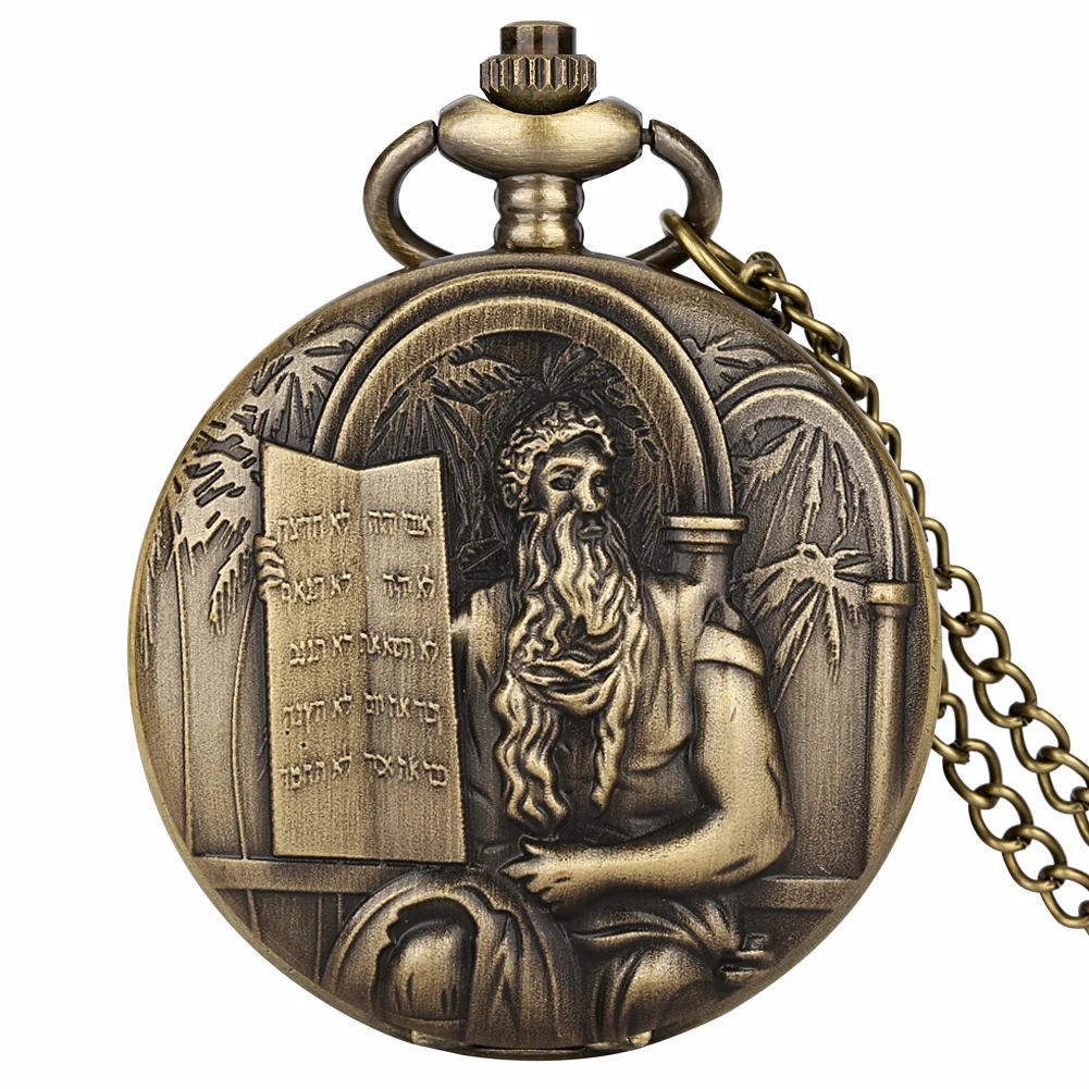 

Bronze Jesus Quartz Necklace Watch Men Women Antique Styles Pocket Chain Pendant Clock Arabic Numeral Dial Full Hunter Timepiece