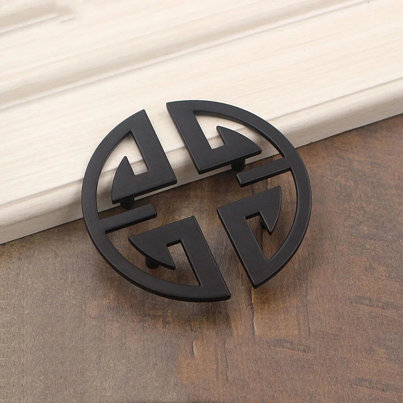 Matte black new Chinese semi-circular retro drawer cabinet door handle modern minimalist wardrobe symmetrical pull hole 32mm 
Matte black new Chinese semi-circular retro drawer cabinet door handle modern minimalist wardrobe symmetrical pull hole 32mm