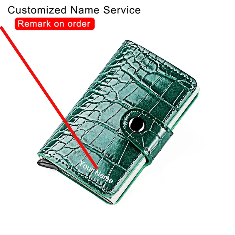 

Custom Wallet Card Holder Rfid Anti-thief Wallet Credit CardHolder Crocodile PU Leather Smart Wallet Men Gift Personalized Purse