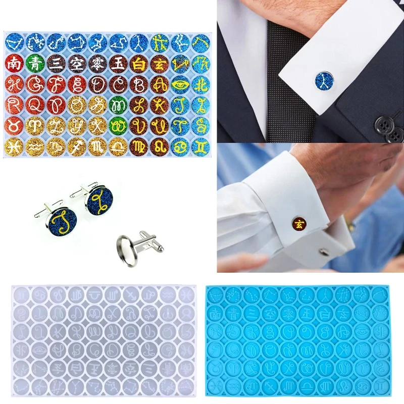 D0LC Cufflinks Cuff Button Silicone Mold Tray Constellation Round Symbol Hanging Pendant Ornament Epoxy Resin Casting Mould DIY 
D0LC Cufflinks Cuff Button Silicone Mold Tray Constellation Round Symbol Hanging Pendant Ornament Epoxy Resin Casting Mould DIY