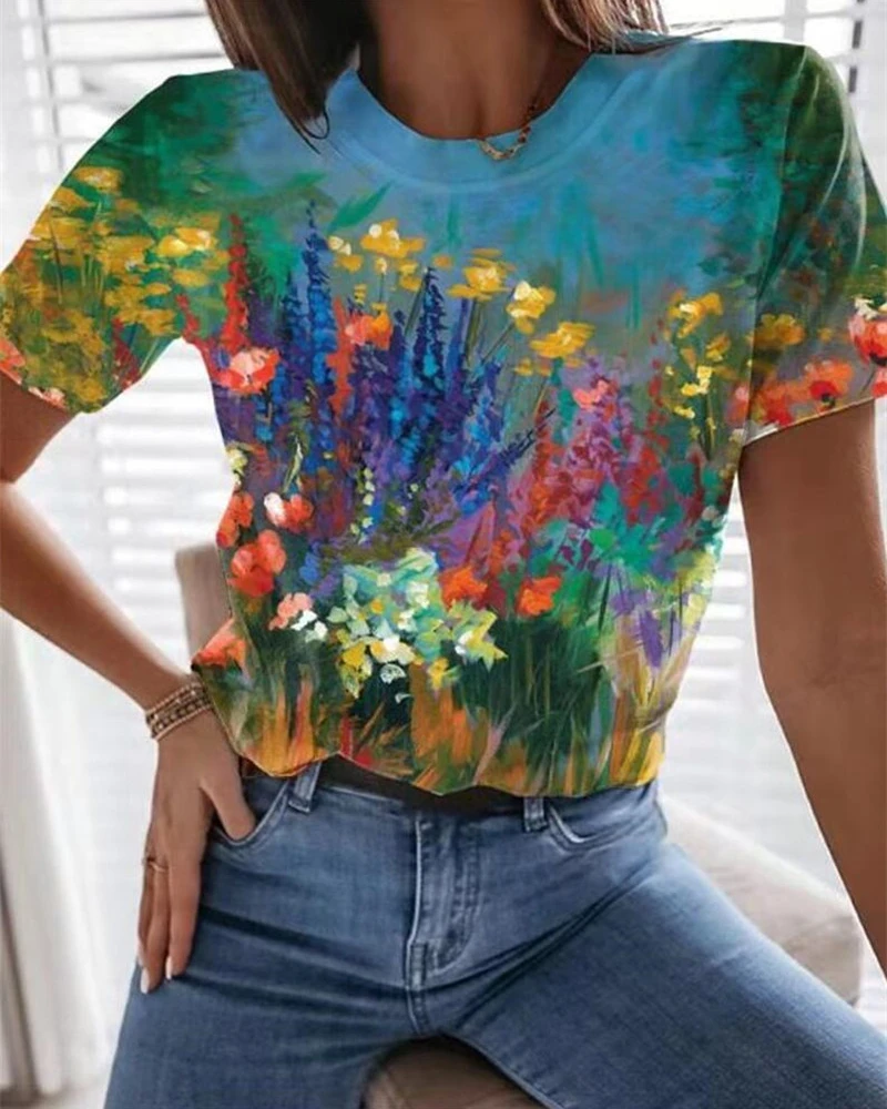 3D Botanical Floral Print T Shirt Women's Plus Size 6XL Fashion T Shirt O Neck Short Sleeve Pullover Ladies Casual Top
3D Botanical Floral Print T Shirt Women's Plus Size 6XL Fashion T Shirt O Neck Short Sleeve Pullover Ladies Casual Top