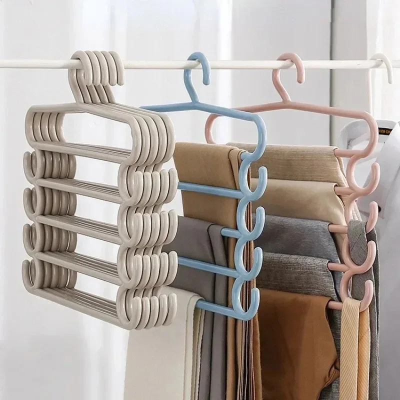 

Multifunctional 5 Layers Clothes Hangers Trousers Pants Towel Scarfs Racks Closet Storage Saving Space Household Organizers