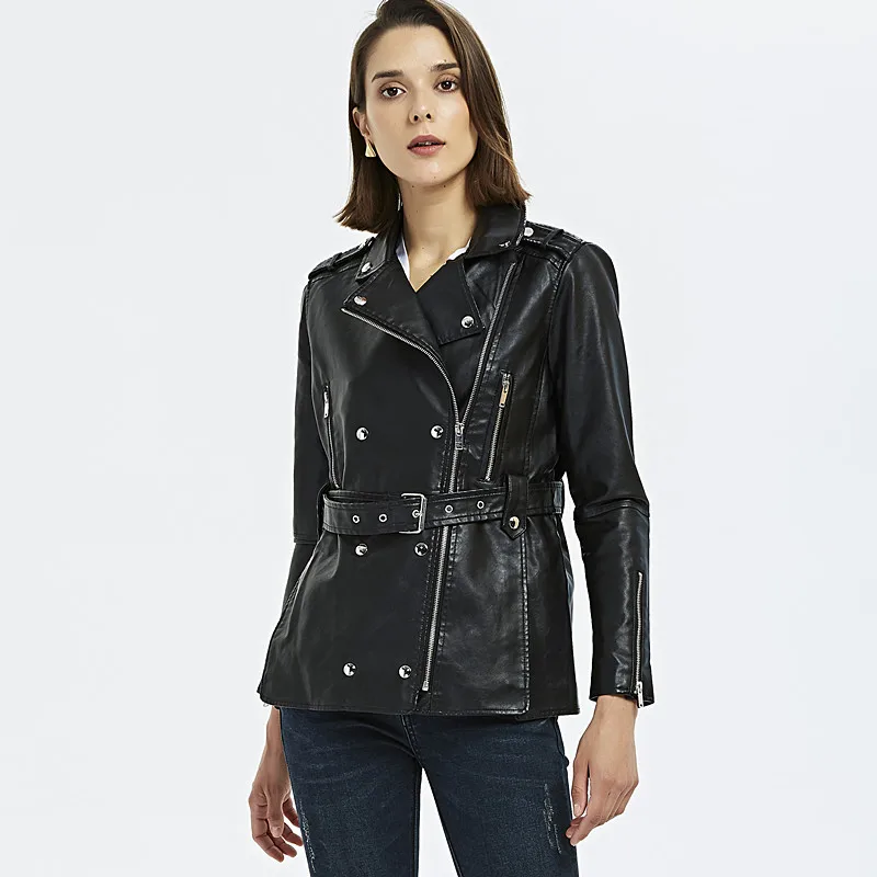 Autumn New Women's Pu Motorcycle Leather Dress Women's Slim Fit Double Breasted Mid Length Punk Rock Windbreaker With Belt
Autumn New Women's Pu Motorcycle Leather Dress Women's Slim Fit Double Breasted Mid Length Punk Rock Windbreaker With Belt