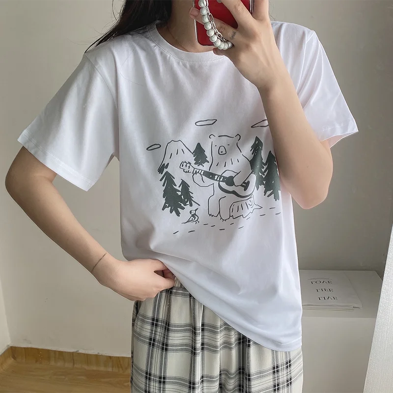 Y2K Kawaii Summer Clothing Female Loose Bear playing guitar Print High Street fairy grunge Harajuku Clothes Oversized T-shirt
Y2K Kawaii Summer Clothing Female Loose Bear playing guitar Print High Street fairy grunge Harajuku Clothes Oversized T-shirt