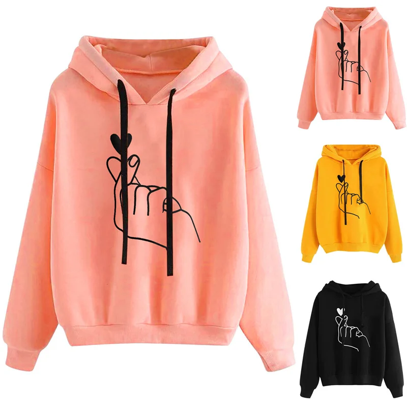 Women Sweatshirt Hoody Finger Heart Love Gesture Printed Casual Pullovers Girls Long Sleeve Spring Autumn Winter Sweatshirts
Women Sweatshirt Hoody Finger Heart Love Gesture Printed Casual Pullovers Girls Long Sleeve Spring Autumn Winter Sweatshirts