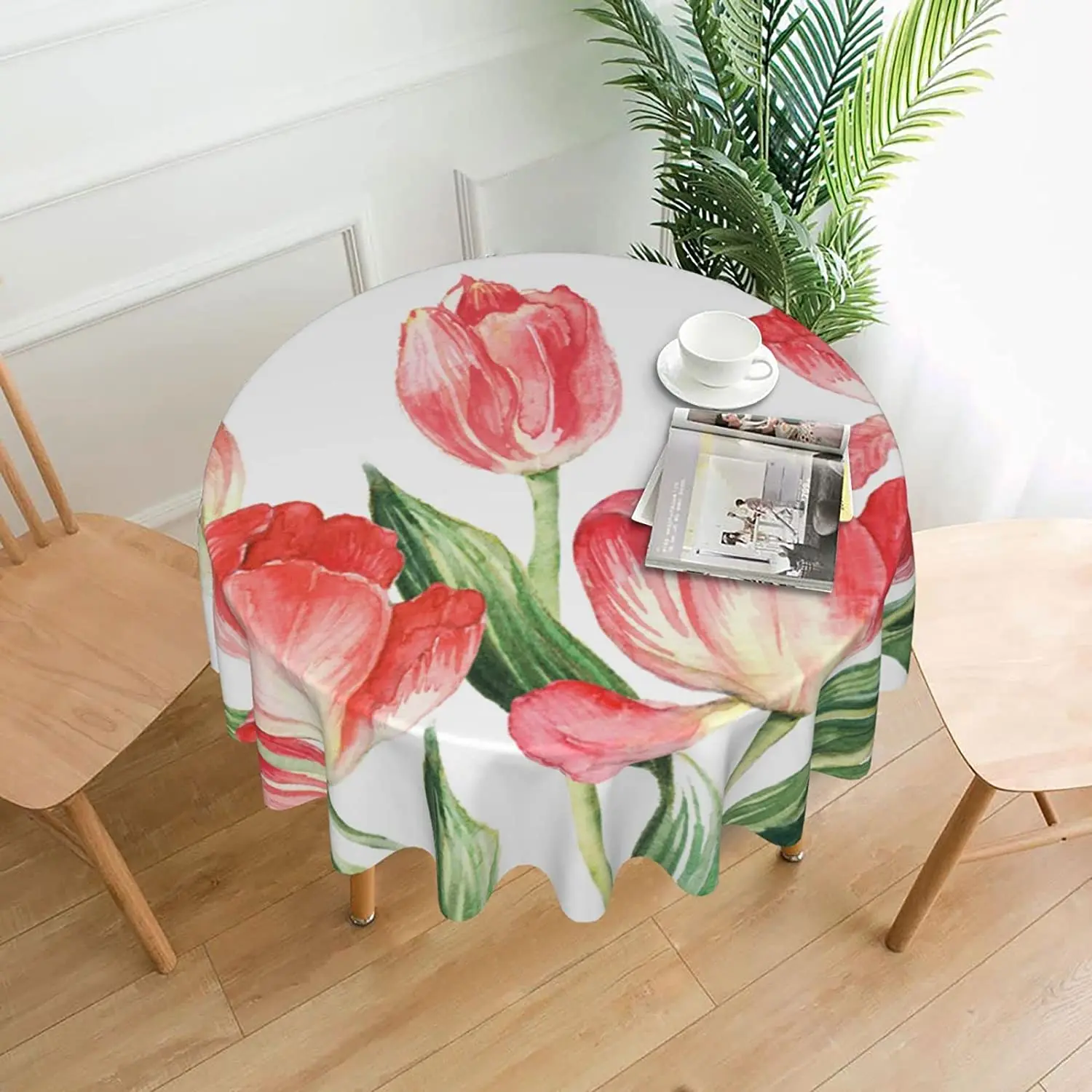 Red Tulip Floral Round Table Cover Polyester Stain and Wrinkle Resistant Table Cloth for Kitchen Dining Coffee Party 
Red Tulip Floral Round Table Cover Polyester Stain and Wrinkle Resistant Table Cloth for Kitchen Dining Coffee Party