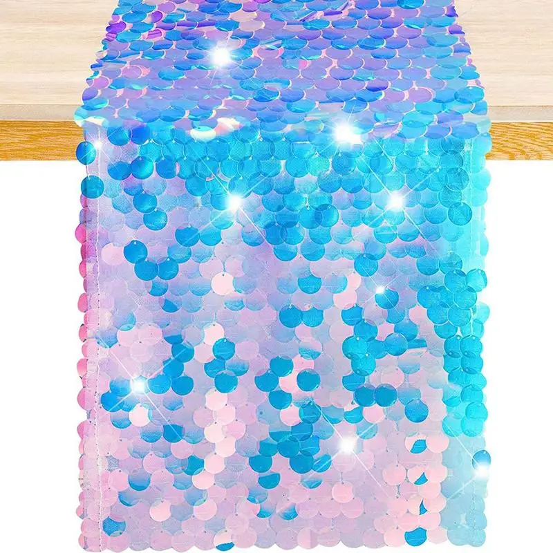 

Mermaid Table Runner Shining Sequin Table Runner Long Table Decoration Table Cover For Birthday Party Baby Shower Ocean Under