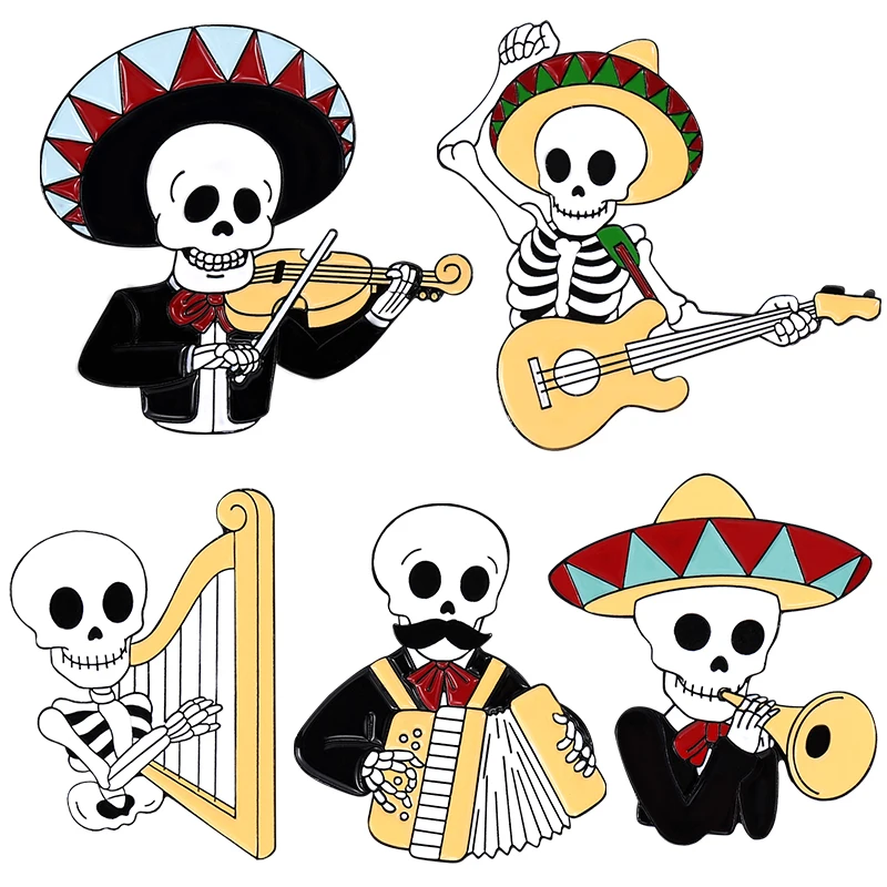 Skeleton Music Band Enamel Pins Skull Musician Brooch Lapel Badge Punk Jewelry Gifts for Music Lover Friends
Skeleton Music Band Enamel Pins Skull Musician Brooch Lapel Badge Punk Jewelry Gifts for Music Lover Friends