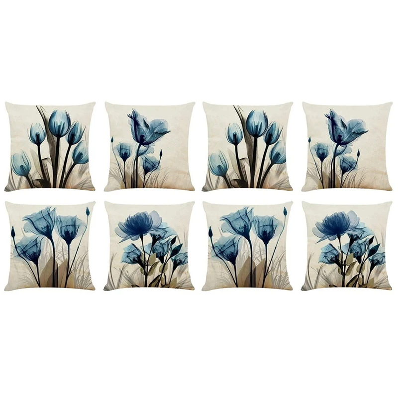 8X Decorative Throw Pillow Covers Blue Flower Cushion Covers Linen Square Throw Pillow Cases For Living Room Pillowcases
8X Decorative Throw Pillow Covers Blue Flower Cushion Covers Linen Square Throw Pillow Cases For Living Room Pillowcases