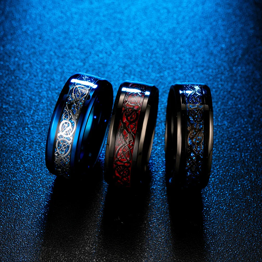 Dragon Ring Inlay Red Green Black Carbon Fiber Comfort Fit Domineering Stainless Steel Rings for Men Wedding Band Jewelry
Dragon Ring Inlay Red Green Black Carbon Fiber Comfort Fit Domineering Stainless Steel Rings for Men Wedding Band Jewelry