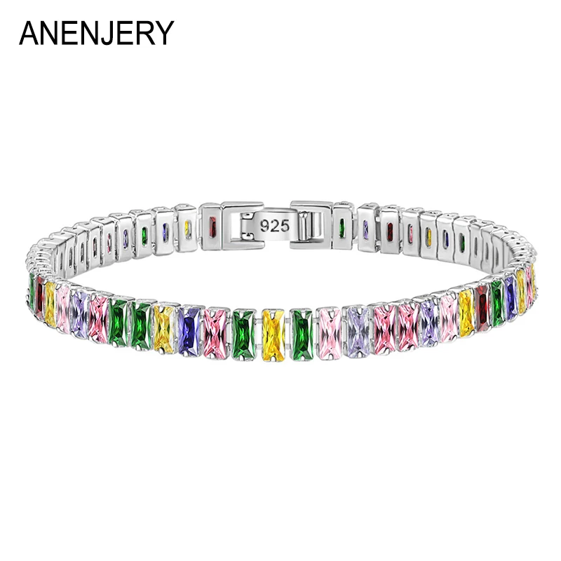 ANENJERY Sparkling Geometric Rectangle Colorful Zircon Bracelet for Women Luxury Party Jewelry Accessories Gift pulseras 
ANENJERY Sparkling Geometric Rectangle Colorful Zircon Bracelet for Women Luxury Party Jewelry Accessories Gift pulseras