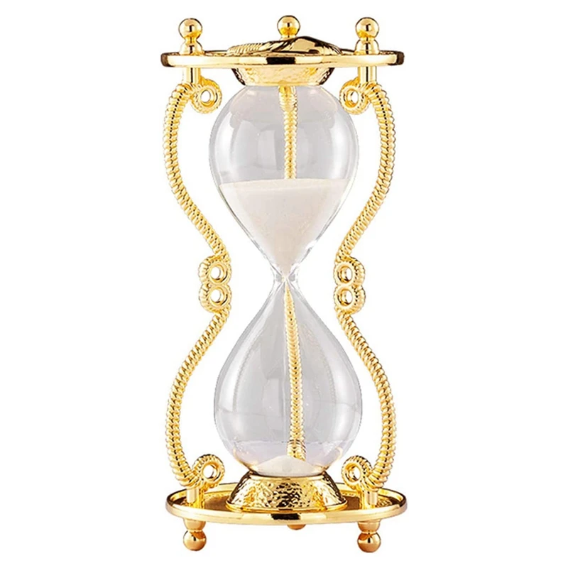 

Hourglass Timer, 15 Minutes, Gold Colored, Embossed, Hourglass, Gold Metal, Suitable For Home, Desk, Office Decoration