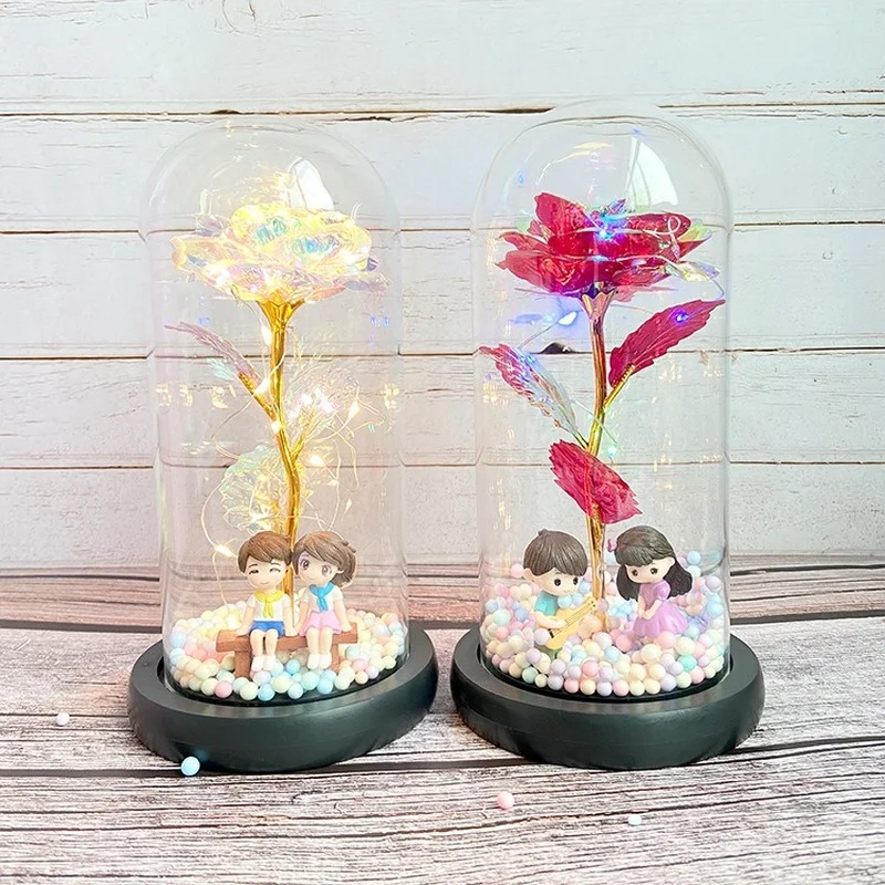 Glass Cover Simulation Gold Foil Flower Rose Led Luminous Immortal Flower Valentine's Mother's Day Gift Creative Decoration
Glass Cover Simulation Gold Foil Flower Rose Led Luminous Immortal Flower Valentine's Mother's Day Gift Creative Decoration