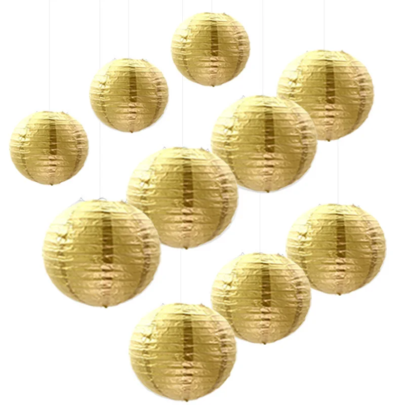 

Золотистые Китайские бумажные фонарики 4-12 дюймов, 30 шт./партия, круглые подвесные шарики «сделай сам» для украшения свадьбы, дня рождения, детской вечеринки