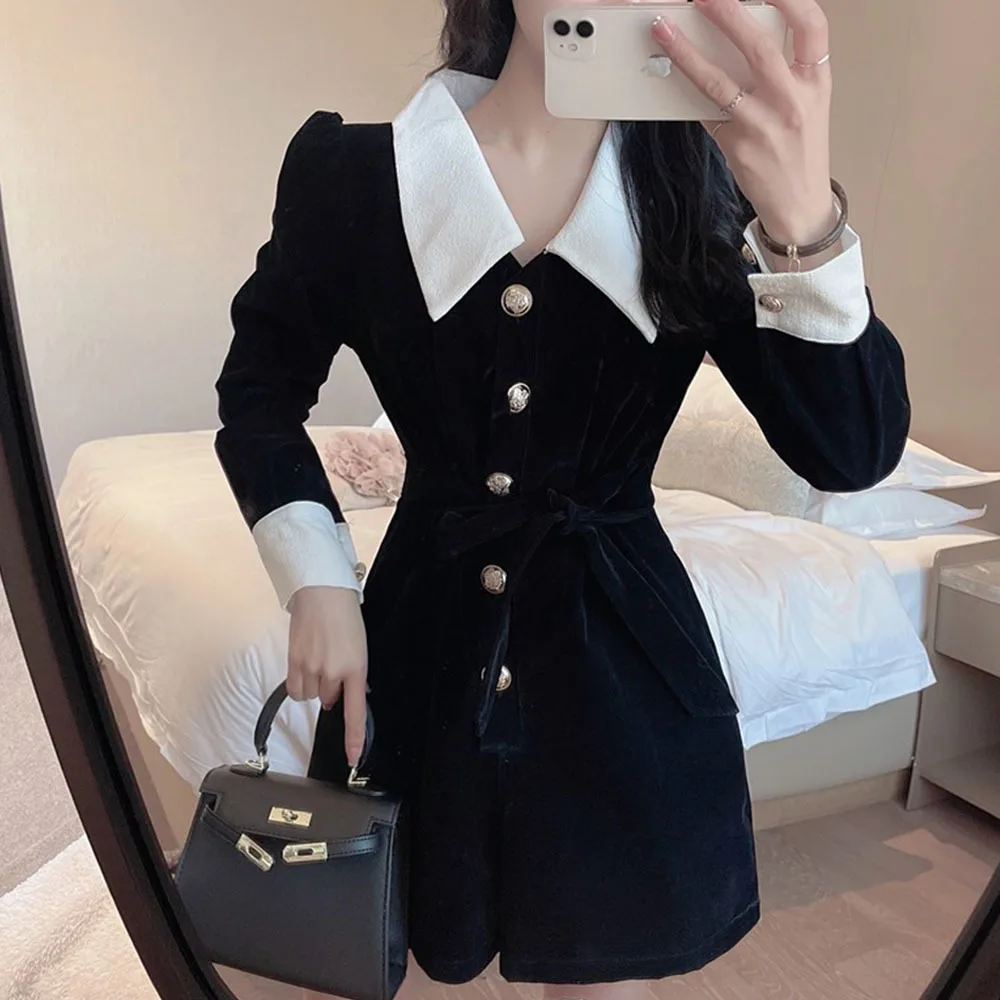 Rompers Womens Jumpsuit Elegant Turn-Down Collar Korean Velvet Spring High Waist Wide Leg Office Lady Playsuits Fashion
Rompers Womens Jumpsuit Elegant Turn-Down Collar Korean Velvet Spring High Waist Wide Leg Office Lady Playsuits Fashion