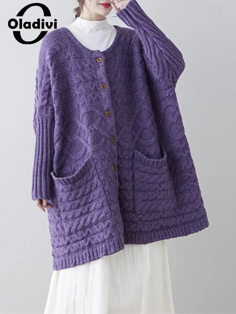 Oladivi PLarge Size Women Sweaters Autumn Winter New Cardigans Casual Loose Knitted Wears Vintage Ladies Oversized Clothing 7276
Oladivi PLarge Size Women Sweaters Autumn Winter New Cardigans Casual Loose Knitted Wears Vintage Ladies Oversized Clothing 7276