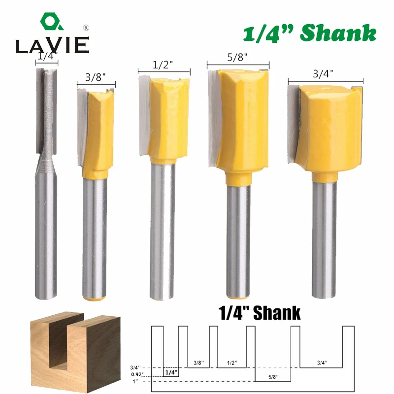 

5pcs 1/4 Shank 6.35mm Straight Knife Dado Router Bit Set Trimming Milling Cutter For Woodworking Bits Cutting