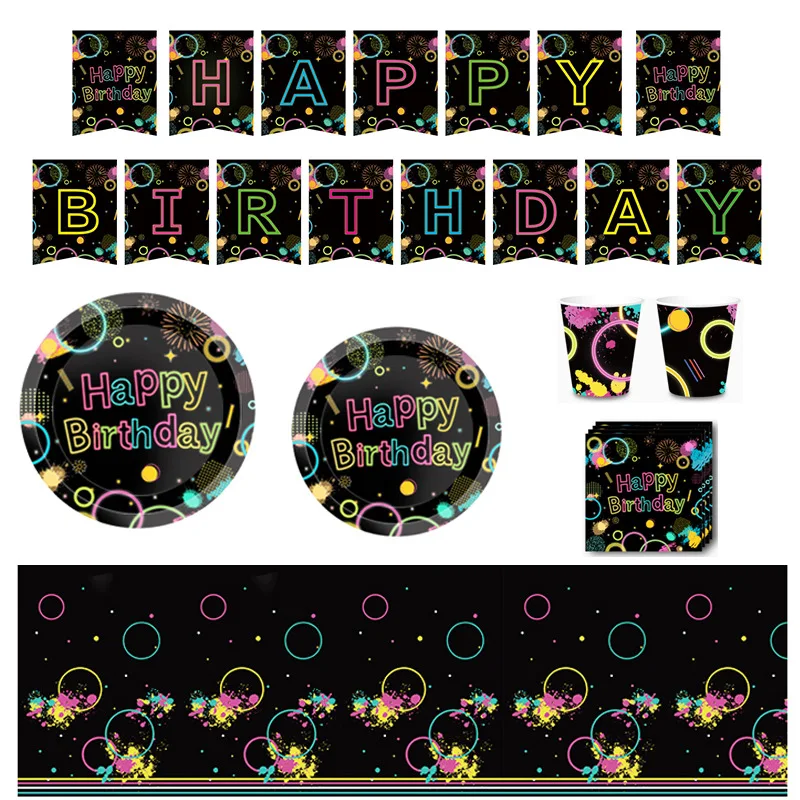 Glowing Neon Party Birthday Party Disposable Tableware Paper Plates Banner Tablecloth Kids Happy Birthday Party Supplies Set
Glowing Neon Party Birthday Party Disposable Tableware Paper Plates Banner Tablecloth Kids Happy Birthday Party Supplies Set