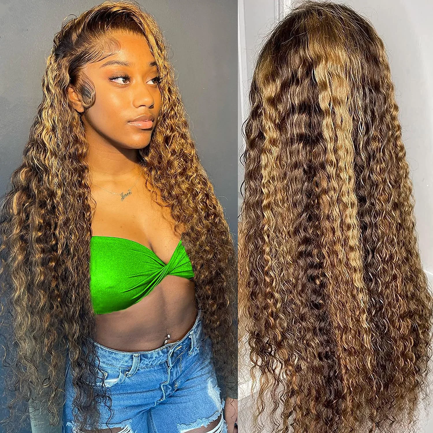 Highlight Ombre Lace Front Wig Human Hair Deep Wave Honey Blonde Glueless Pre Plucked Curly Water Wave HD Lace Frontal Wigs
Highlight Ombre Lace Front Wig Human Hair Deep Wave Honey Blonde Glueless Pre Plucked Curly Water Wave HD Lace Frontal Wigs