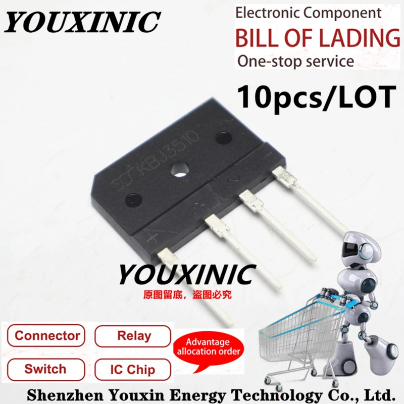 YOUXINIC 100% новый импортный оригинальный KBJ3510 3510 DIP-4 Плоский стержень индукционной печи 35 А 1000 в 
YOUXINIC 100% новый импортный оригинальный KBJ3510 3510 DIP-4 Плоский стержень индукционной печи 35 А 1000 в