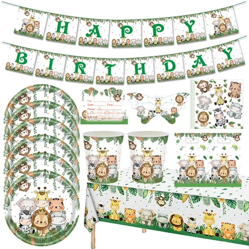 Jungle Animals Disposable Tableware Sets Tablecloth Cups Plate Kids Birthday Baby Shower 1st Birthday Safari Party Decoration
Jungle Animals Disposable Tableware Sets Tablecloth Cups Plate Kids Birthday Baby Shower 1st Birthday Safari Party Decoration