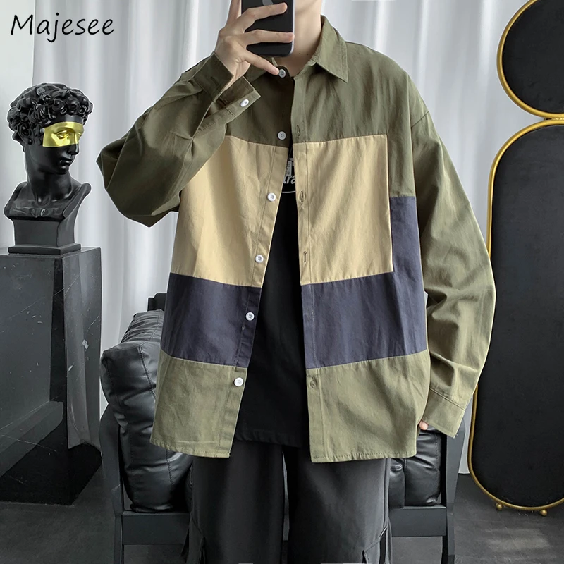Shirts Men Autumn Japanese New Patchwork Harajuku Casual Loose All-match Students Handsome Clothing Streetwear Popular Simple
Shirts Men Autumn Japanese New Patchwork Harajuku Casual Loose All-match Students Handsome Clothing Streetwear Popular Simple