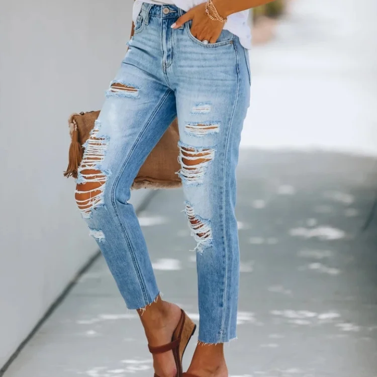 2022 jeans vintage new autumn casual Capris with holes and high waist regular women's jeans
2022 jeans vintage new autumn casual Capris with holes and high waist regular women's jeans