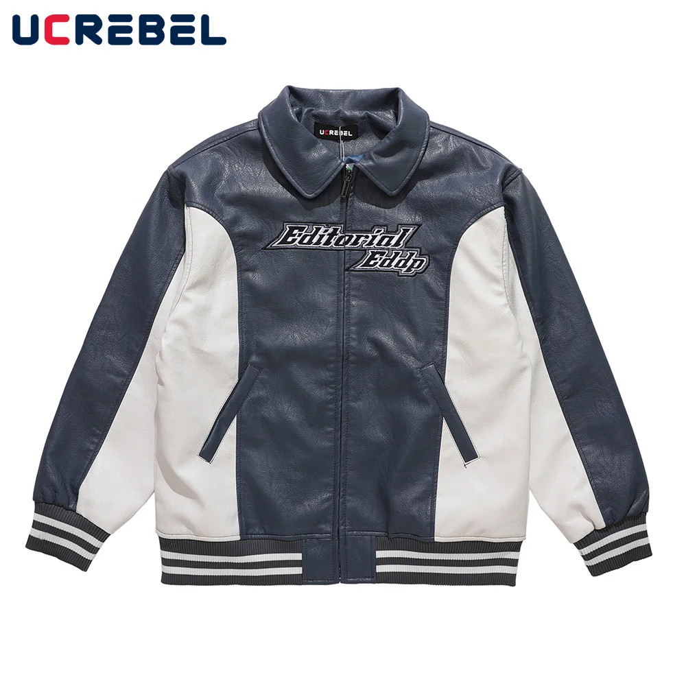 Contrast Paneled Pu Leather Jacket Mens Letter Embroidery Baseball Uniform Autumn Winter Streetwear Lapel Loose Outerwear Men
Contrast Paneled Pu Leather Jacket Mens Letter Embroidery Baseball Uniform Autumn Winter Streetwear Lapel Loose Outerwear Men