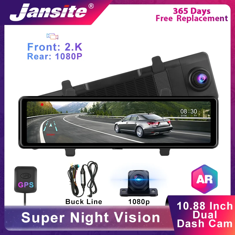 Jansite 10 Inch 2.5K Car DVR Rear View Mirror Dash Cam Driving Recorder Registrator Dual Lens Time-lapse GPS Track Night Vision
Jansite 10 Inch 2.5K Car DVR Rear View Mirror Dash Cam Driving Recorder Registrator Dual Lens Time-lapse GPS Track Night Vision