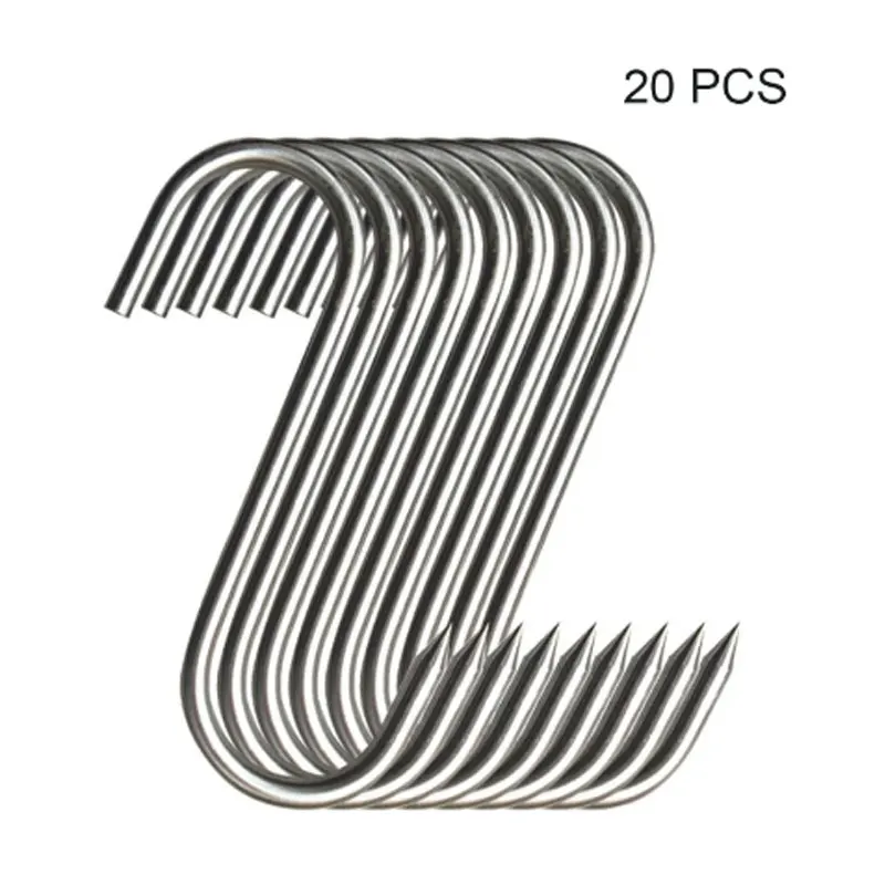 20Pcs/Set Stainless Steel S Hooks with Sharp Tip Utensil Meat Clothes Hanger Hanging Hooks for Butcher Shop Kitchen Baking Tools
20Pcs/Set Stainless Steel S Hooks with Sharp Tip Utensil Meat Clothes Hanger Hanging Hooks for Butcher Shop Kitchen Baking Tools