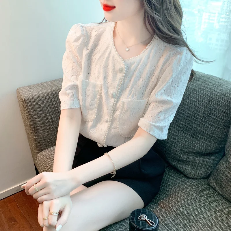 COIGARSAM Shirt Womens Tops Summer 2022 New Short Sleeve Lace Women Shirts Dropshipping
COIGARSAM Shirt Womens Tops Summer 2022 New Short Sleeve Lace Women Shirts Dropshipping