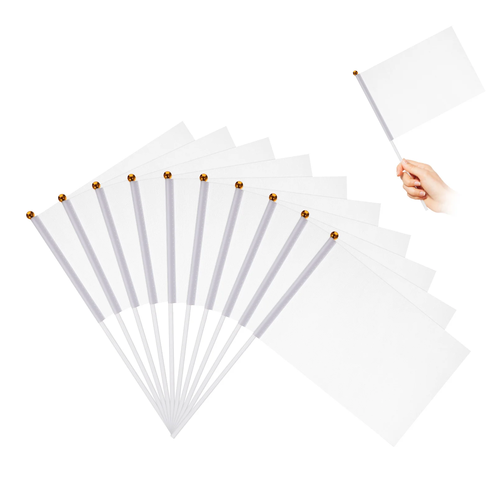 

24 Pcs White Marking Flags Hand Held Flags Mini White Flag DIY Banner Sublimation Flags Blank Flags Decorate Stickets