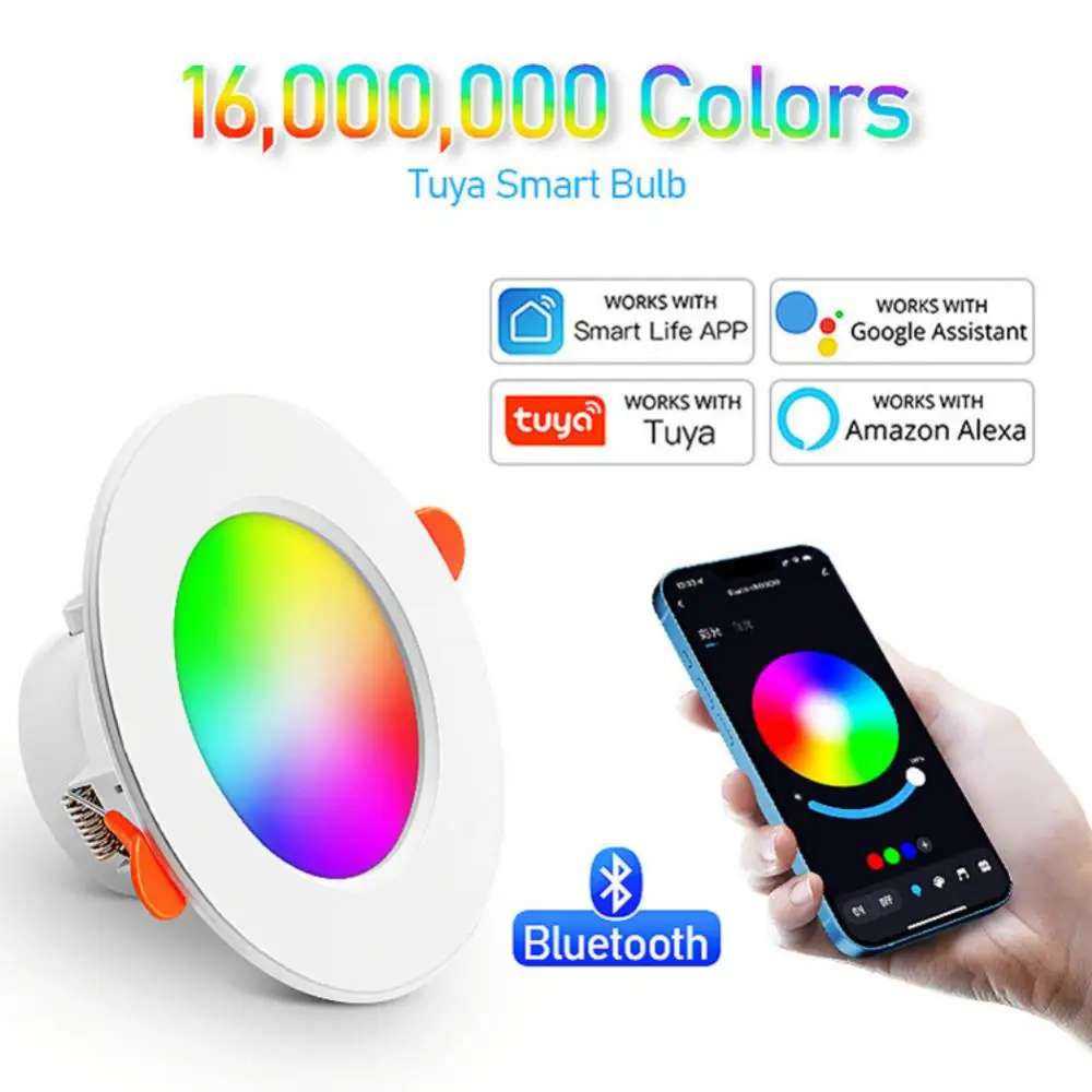 

Tuya RGB Downlight RGB+CW+WW Dimmable Spotlight 10W Smart Ceiling Light APP Remote Control Smart Life Work With Alexa Google