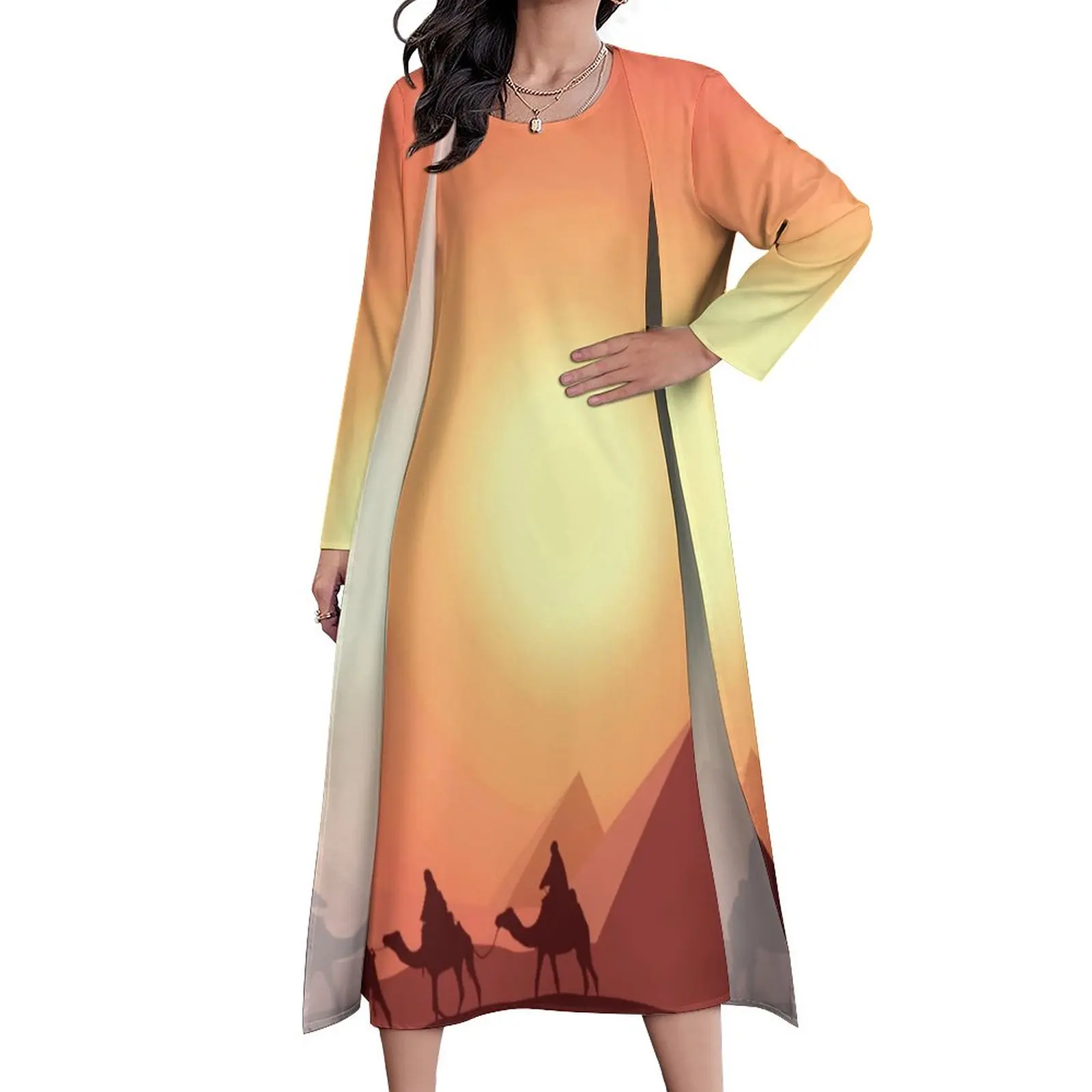 Desert Sun Dress Spring Sunset Camel Print Street Wear Bohemia Long Dresses Women Printed Kawaii Maxi Dress Large Size
Desert Sun Dress Spring Sunset Camel Print Street Wear Bohemia Long Dresses Women Printed Kawaii Maxi Dress Large Size