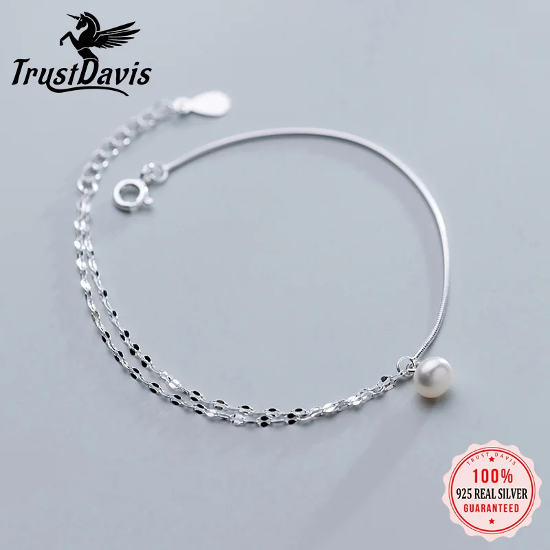 TrustDavis 925 Sterling Silver Pearl Double Layer Anklets Bracelet Bangle For Women Fashion Silver 925 Jewelry DA408
TrustDavis 925 Sterling Silver Pearl Double Layer Anklets Bracelet Bangle For Women Fashion Silver 925 Jewelry DA408