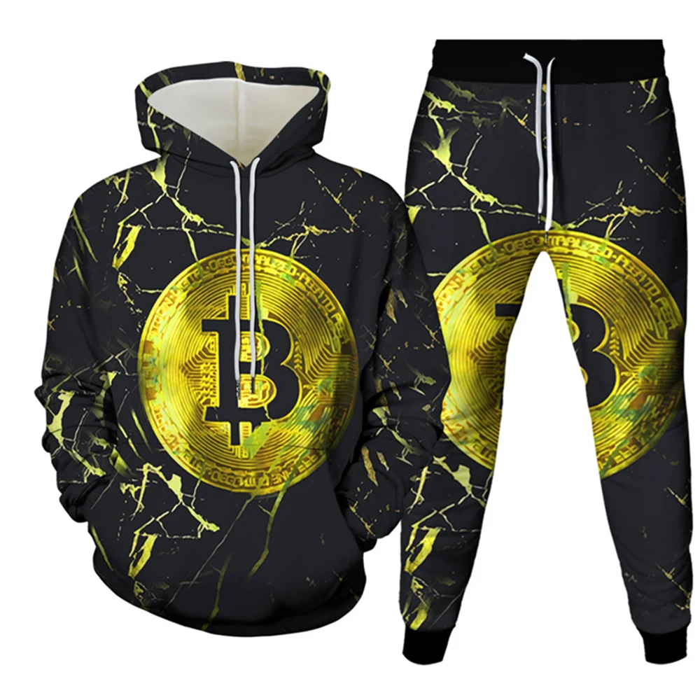 Модный мужской спортивный костюм с зашифрованным 3D принтом Биткоин, повседневная толстовка и брюки, комплект из 2 предметов, Свитшот оверсайз, трендовая мужская одежда
Модный мужской спортивный костюм с зашифрованным 3D принтом Биткоин, повседневная толстовка и брюки, комплект из 2 предметов, Свитшот оверсайз, трендовая мужская одежда