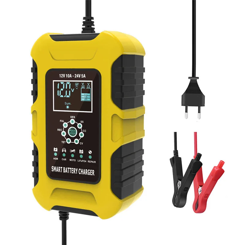 7-Stage Automatic Battery Charger 12V 10A 24V 5A Car Charger For Truck Motorcycle Lithium LiFePo4 Wet Lead Acid LCD Display
7-Stage Automatic Battery Charger 12V 10A 24V 5A Car Charger For Truck Motorcycle Lithium LiFePo4 Wet Lead Acid LCD Display