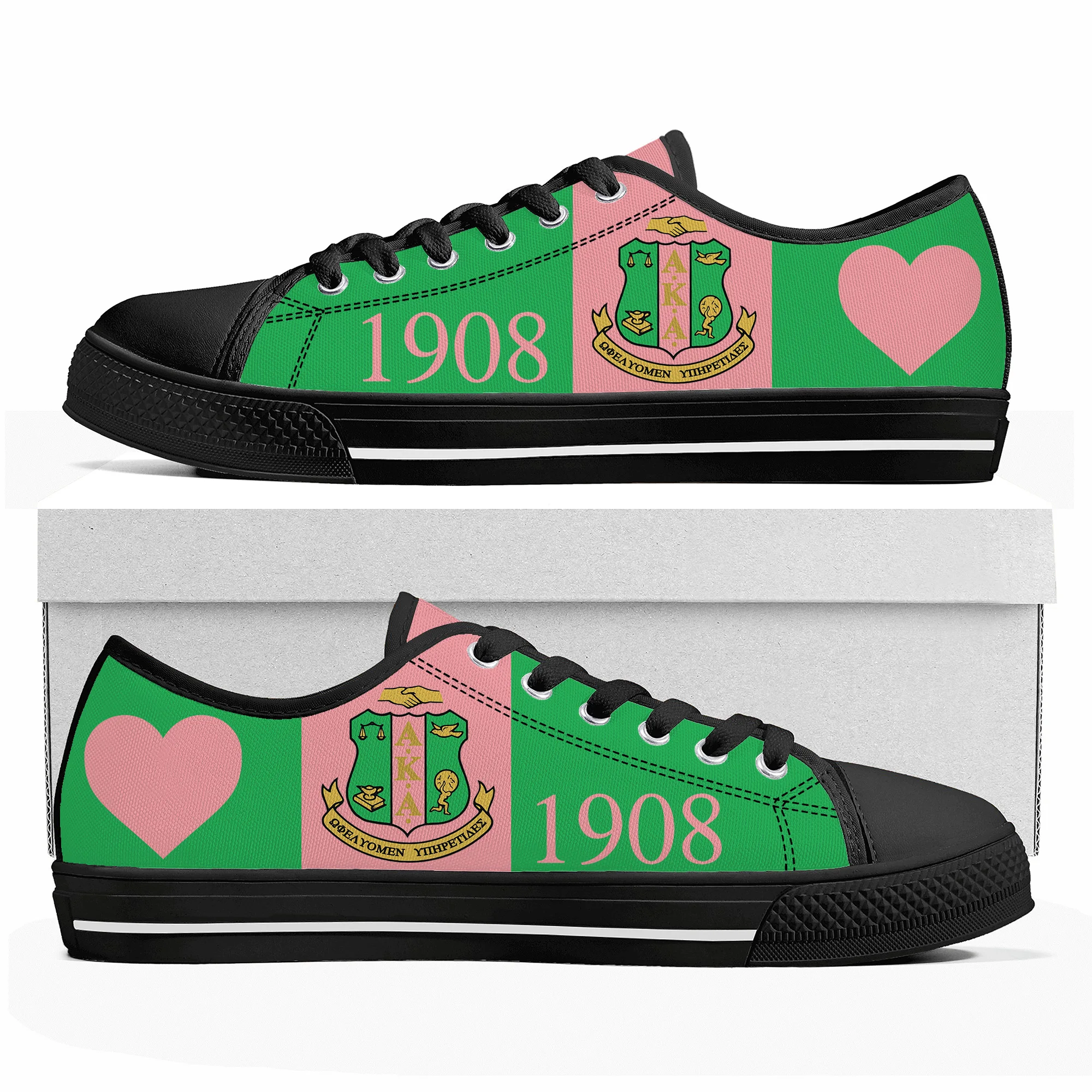 

Alpha Sorority AKA 1908 Low Top Sneakers Kappa Alpha Mens Womens Teenager Canvas High Quality Sneaker Shoes Customize DIY Shoe