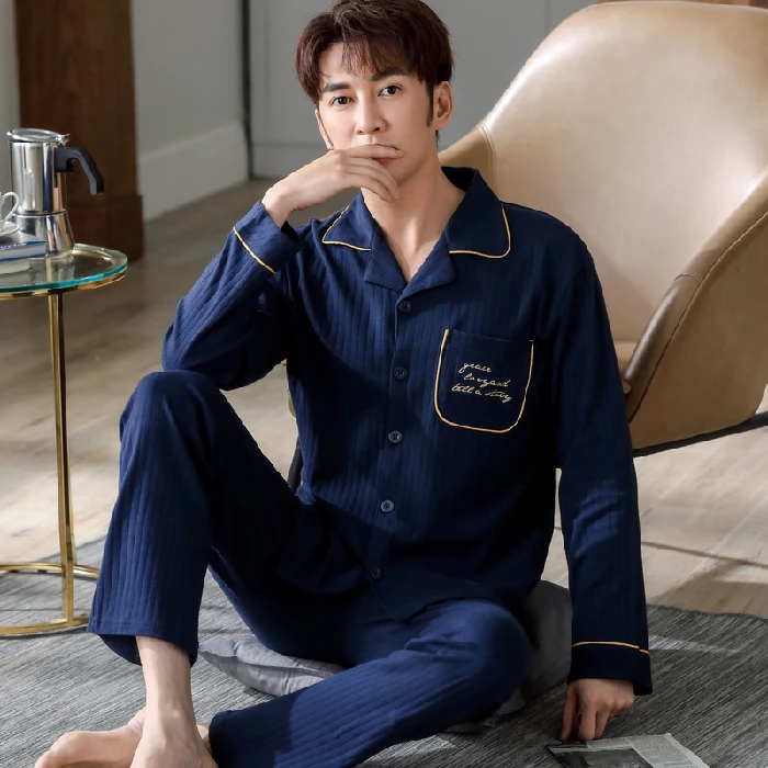 Autumn Winter Men's Cotton Pajamas Button Lapel Sleepwear solid Pajama Sets Casual Sleep & Lounge Pyjamas 3XL 4XL Male Pijama
Autumn Winter Men's Cotton Pajamas Button Lapel Sleepwear solid Pajama Sets Casual Sleep & Lounge Pyjamas 3XL 4XL Male Pijama