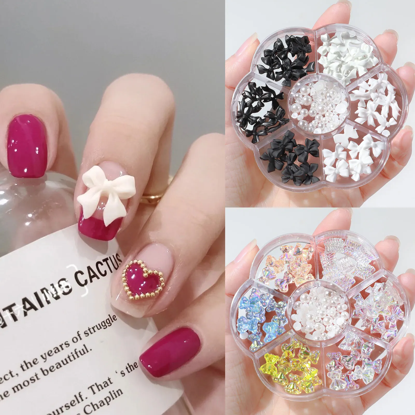 7 Grids Boxed Nail Art Crystal Accessories DIY Flower Bear Patch Rhinestone Nail Art Decoration Mixed 3D Nails Charms Manicure
7 Grids Boxed Nail Art Crystal Accessories DIY Flower Bear Patch Rhinestone Nail Art Decoration Mixed 3D Nails Charms Manicure