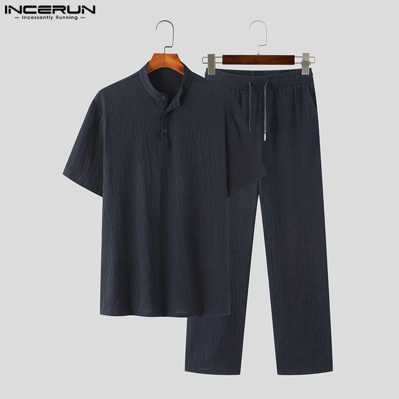 INCERUN Men Casual Sets Solid Color Summer 2023 Strand Collar Short Sleeve Shirt & Drawstring Pants 2PCS Streetwear Men Suits
INCERUN Men Casual Sets Solid Color Summer 2023 Strand Collar Short Sleeve Shirt & Drawstring Pants 2PCS Streetwear Men Suits