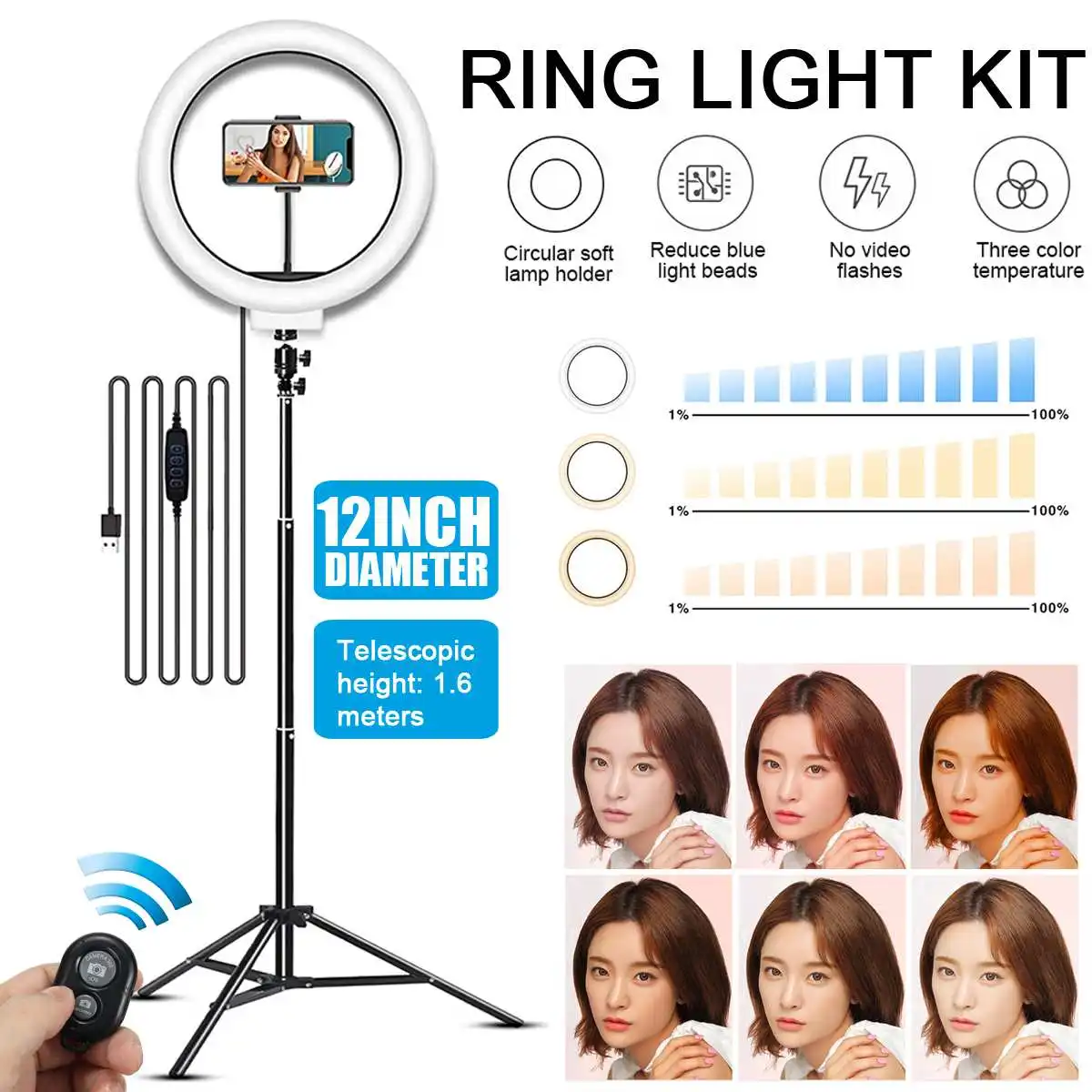 12inch LED Photography Fill Lighting with Tripod Stand Camera Photo Studio Circle Led Selfie Ring Light Phone Lamp Video Youtube
12inch LED Photography Fill Lighting with Tripod Stand Camera Photo Studio Circle Led Selfie Ring Light Phone Lamp Video Youtube