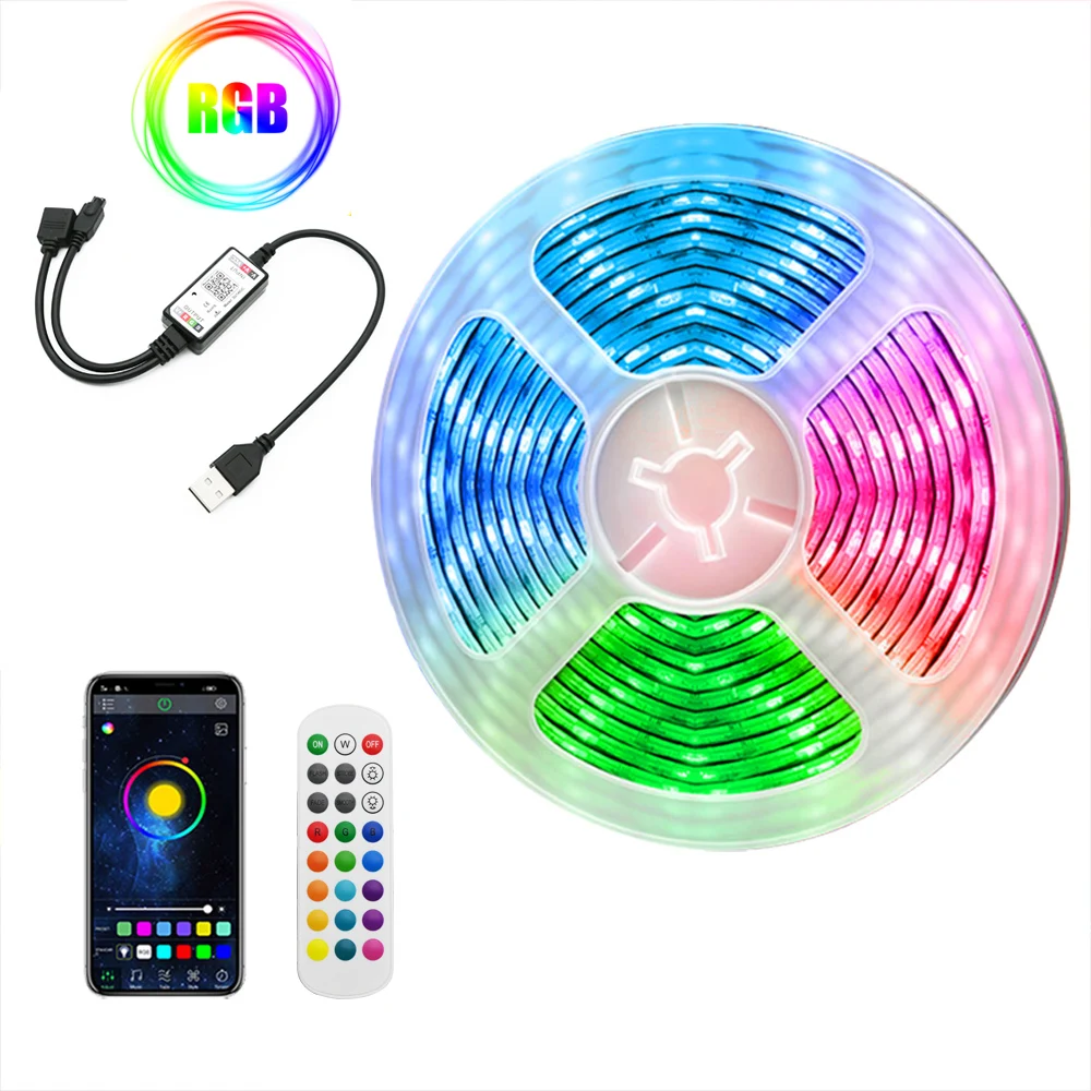 LED Strip Light RGB 2835 DC5V Bluetooth App Control USB Flexible Ribbon Diode Tape Lights for TV Backlight Room Decoration Luces
LED Strip Light RGB 2835 DC5V Bluetooth App Control USB Flexible Ribbon Diode Tape Lights for TV Backlight Room Decoration Luces