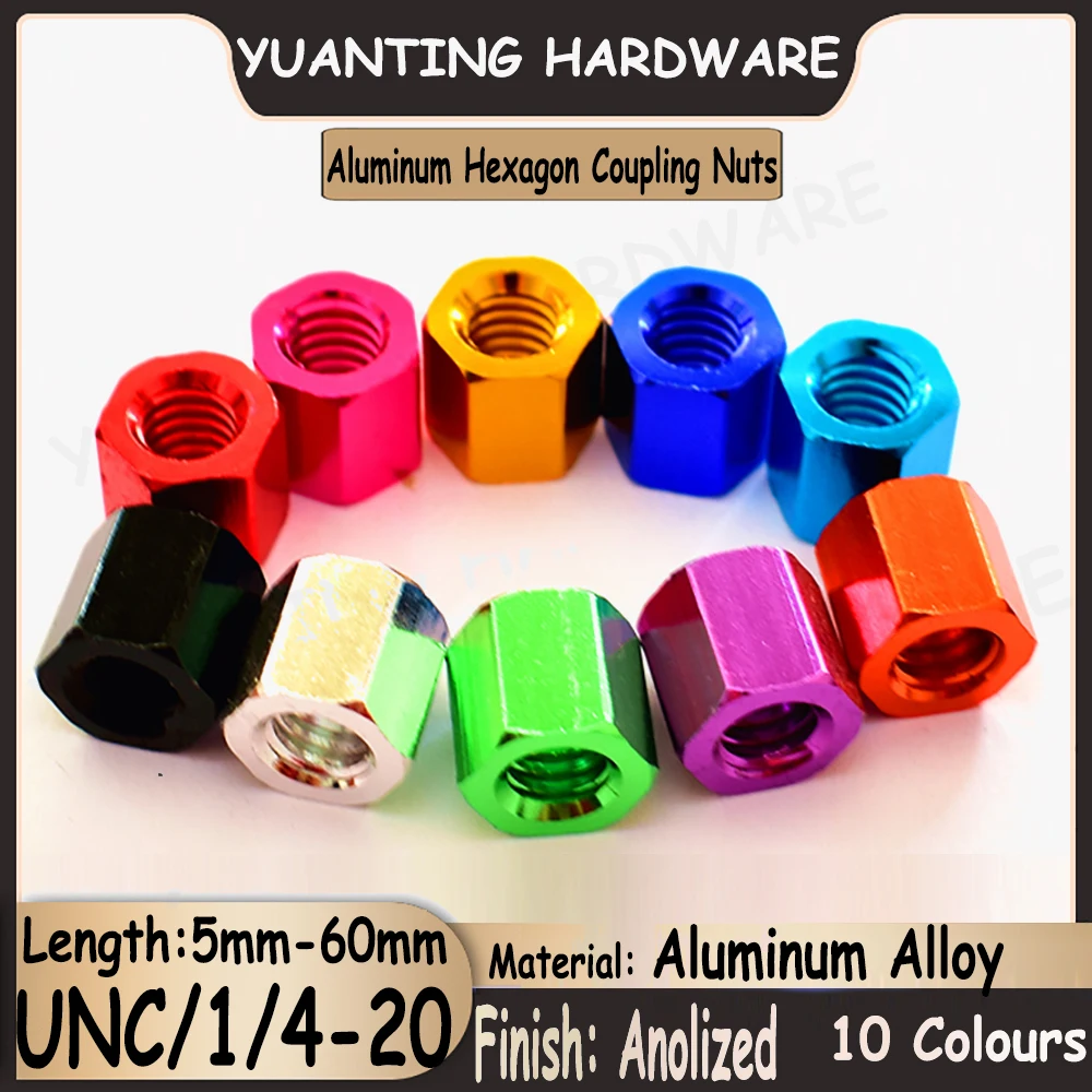 2Pcs-3Pcs UNC Thread 1/4-20 Colorful Aluminum Extended Lengthen Hexagon Coupling Nut Connector Joint Sleeve Nuts Through Hole
2Pcs-3Pcs UNC Thread 1/4-20 Colorful Aluminum Extended Lengthen Hexagon Coupling Nut Connector Joint Sleeve Nuts Through Hole