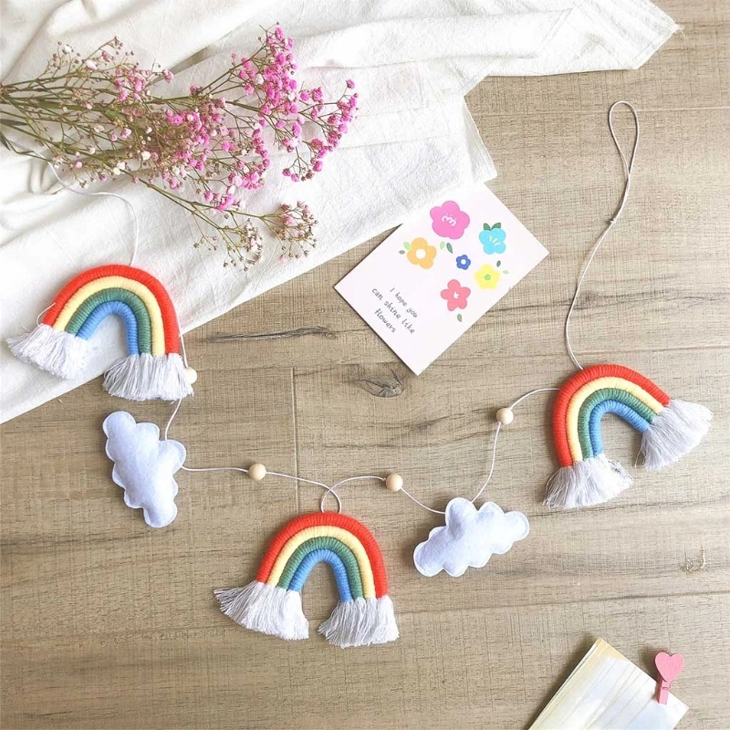 Nordic Wooden Beads with Felt Cloud Knitting Wool Rainbow Tassel Pendant Hanging Ornament Photo Props for Baby
Nordic Wooden Beads with Felt Cloud Knitting Wool Rainbow Tassel Pendant Hanging Ornament Photo Props for Baby